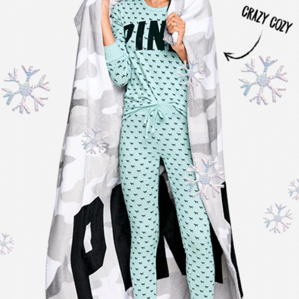 Victoria Secret "Pink" Camouflage Throw Blanket